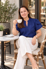 Load image into Gallery viewer, SHAMCY BLOUSE 0095 - EYELET NAVY BLUE