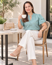Load image into Gallery viewer, SHAMCY BLOUSE 0093 - EYELET TEAL GREEN