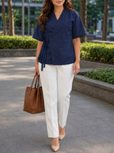 Load image into Gallery viewer, ANDREA  BLOUSE 0003 - PLAIN NAVY BLUE