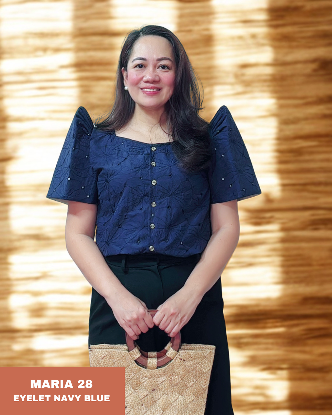 MARIA BLOUSE 0028 -EYELET NAVY BLUE