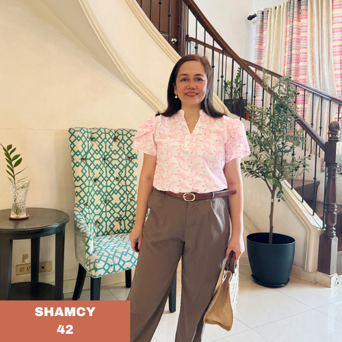 SHAMCY BLOUSE 0042- EYELET PINK/WHITE