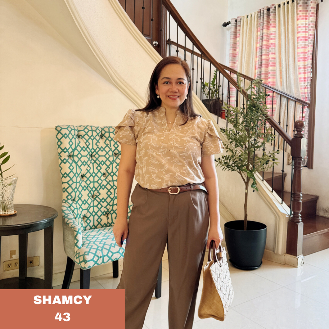 SHAMCY BLOUSE 0043- EYELET MOCHA