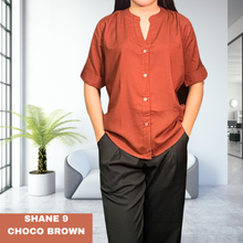 Load image into Gallery viewer, SHANE BLOUSE 0009 -PLAIN CHOCO BROWN