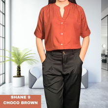 Load image into Gallery viewer, SHANE BLOUSE 0009 -PLAIN CHOCO BROWN