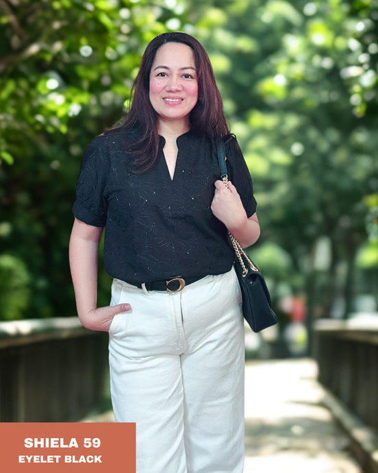 SHIELA BLOUSE 0059 - EYELET BLACK