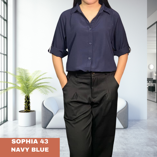 SOPHIA BLOUSE 0043 - PLAIN NAVY BLUE