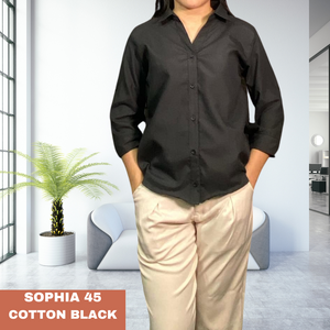 SOPHIA BLOUSE 0045 - PLAIN COTTON BLACK