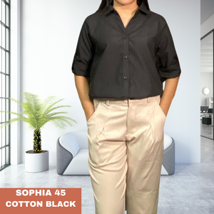 SOPHIA BLOUSE 0045 - PLAIN COTTON BLACK