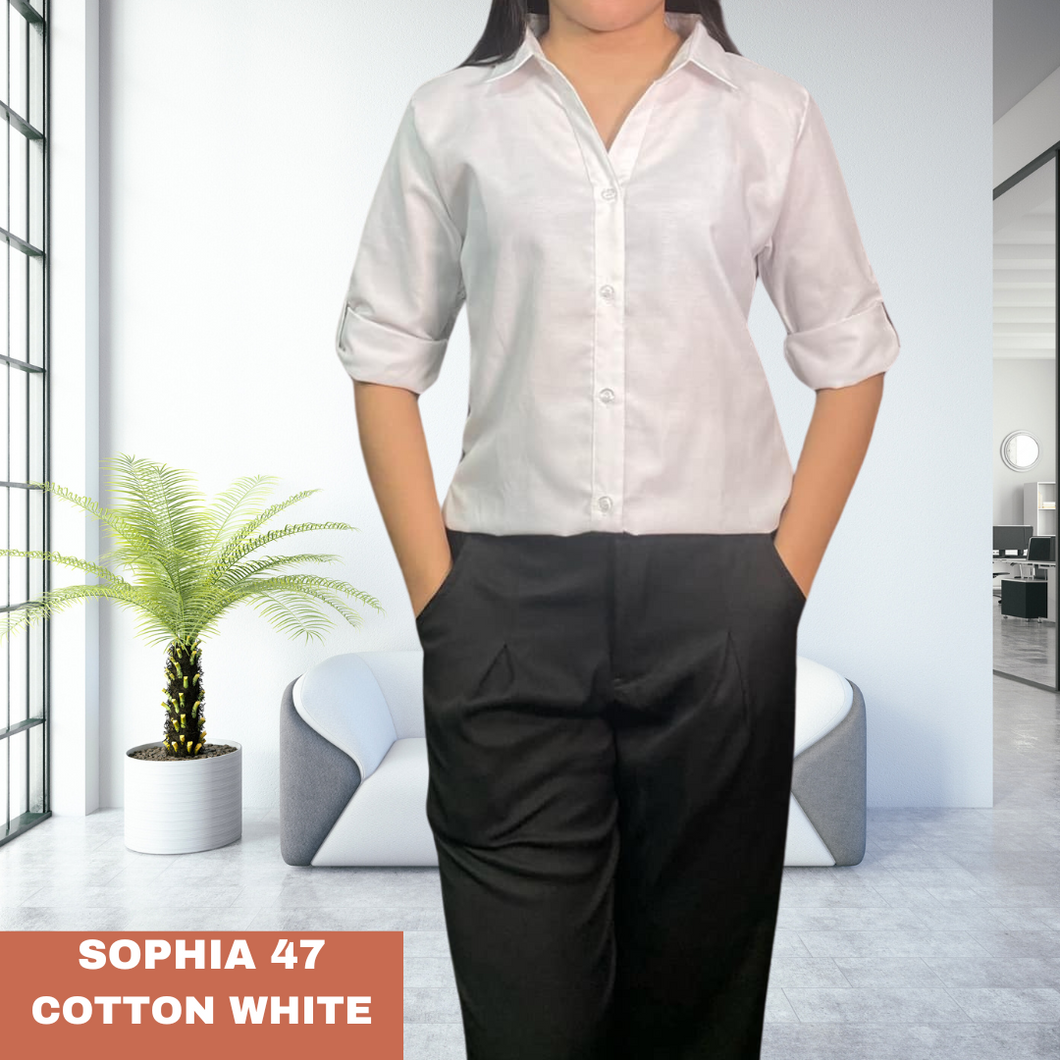 SOPHIA BLOUSE 0047 - PLAIN COTTON WHITE