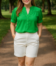Load image into Gallery viewer, CLAIRE BLOUSE 0025 - PLAIN FOREST GREEN
