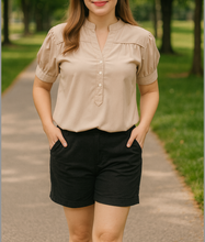 Load image into Gallery viewer, CLAIRE BLOUSE 0027 - PLAIN MOCHA
