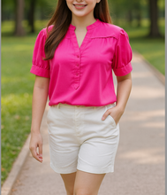Load image into Gallery viewer, CLAIRE BLOUSE 0024 - PLAIN FUSCHIA