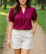 Load image into Gallery viewer, CLAIRE BLOUSE 0005 - PLAIN MAROON RED