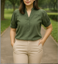 Load image into Gallery viewer, CLAIRE BLOUSE 0002 - PLAIN ARMY GREEN