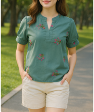 Load image into Gallery viewer, SHIELA BLOUSE 0032-EMBROID GREEN