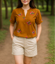 Load image into Gallery viewer, SHIELA BLOUSE 0034-EMBROID RUST