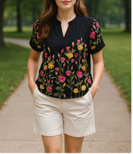 Load image into Gallery viewer, SHIELA BLOUSE 0041 - EMBROIDERED BLACK