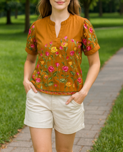 Load image into Gallery viewer, SHIELA BLOUSE 0044 - EMBROIDERED RUST