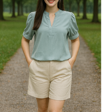 Load image into Gallery viewer, SHIELA BLOUSE 0004 - PLAIN TEAL GREEN