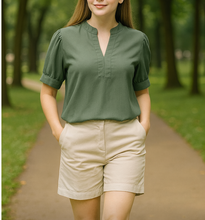Load image into Gallery viewer, SHIELA BLOUSE 0005 - PLAIN ARMY GREEN