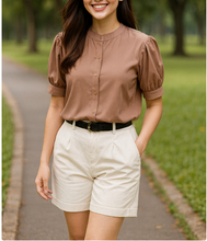 Load image into Gallery viewer, DAHLIA BLOUSE 0070 -  PLAIN MOCHA BROWN