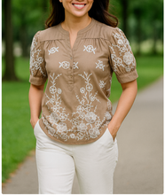 Load image into Gallery viewer, CLAIRE BLOUSE 0176  - EYELET MOCHA