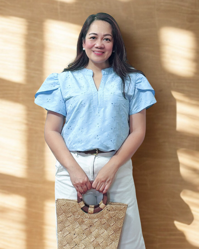 SHAMCY BLOUSE 0088 - EYELET POWDER BLUE