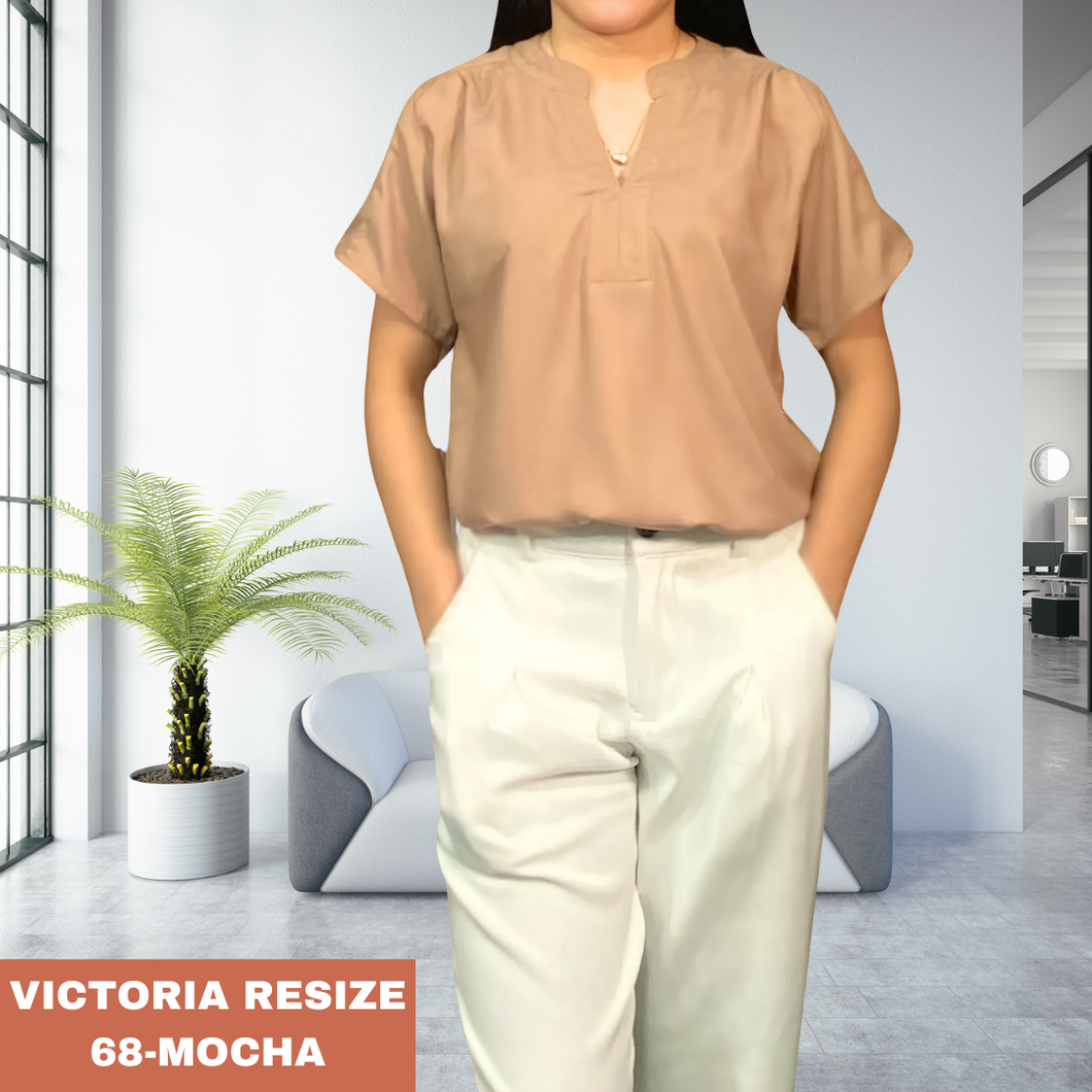 VICTORIA RESIZE BLOUSE 0068 - PLAIN MOCHA