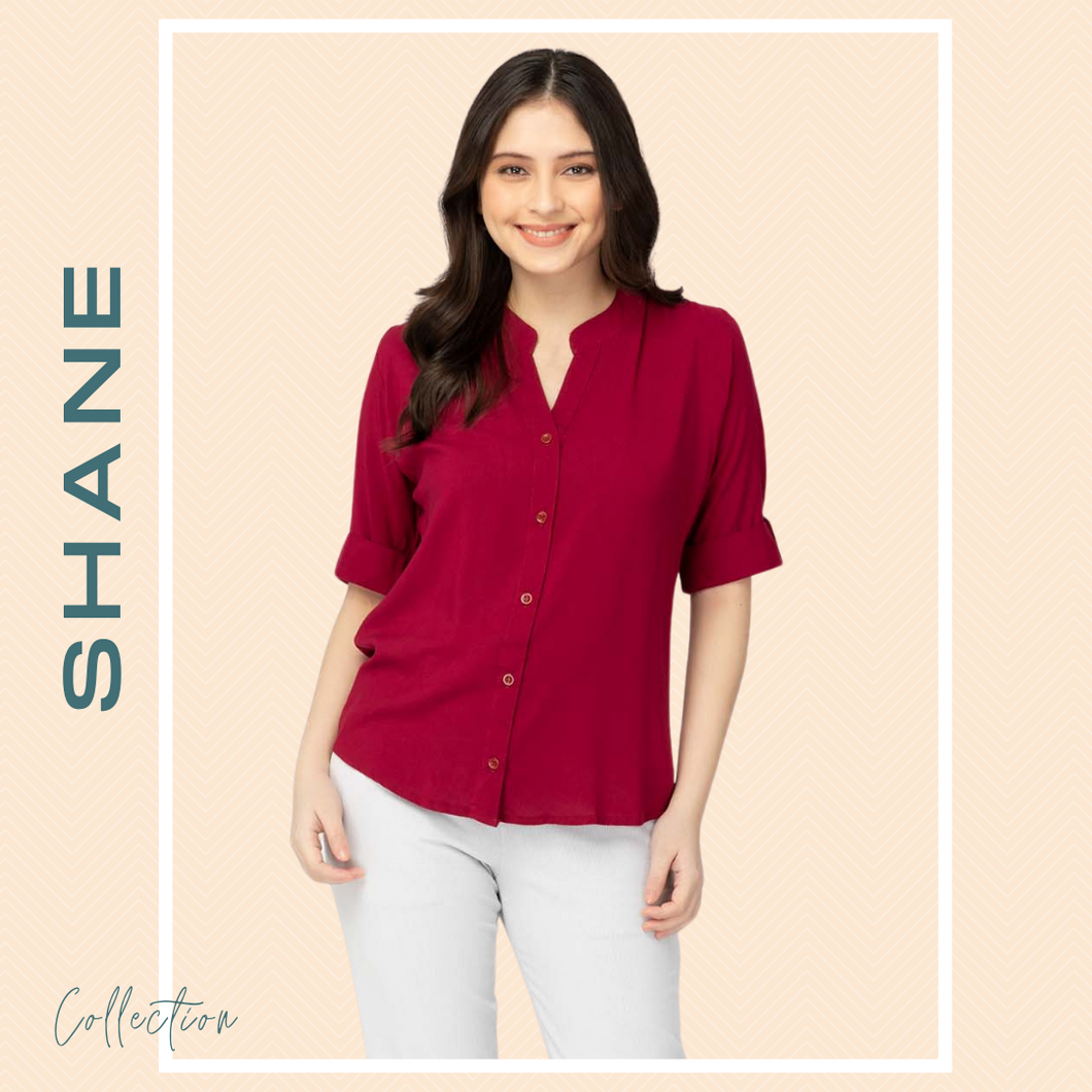 SHANE BLOUSE 0032 - PLAIN MAROON RED