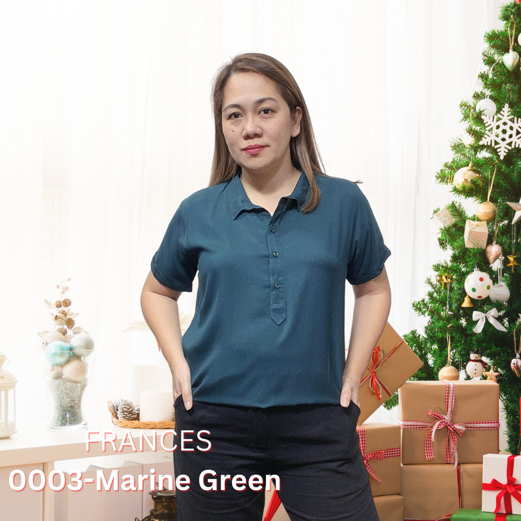 FRANCES BLOUSE 0003 - PLAIN MARINE GREEN