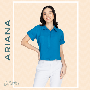 ARIANA BLOUSE 0002 - PLAIN AQUA BLUE