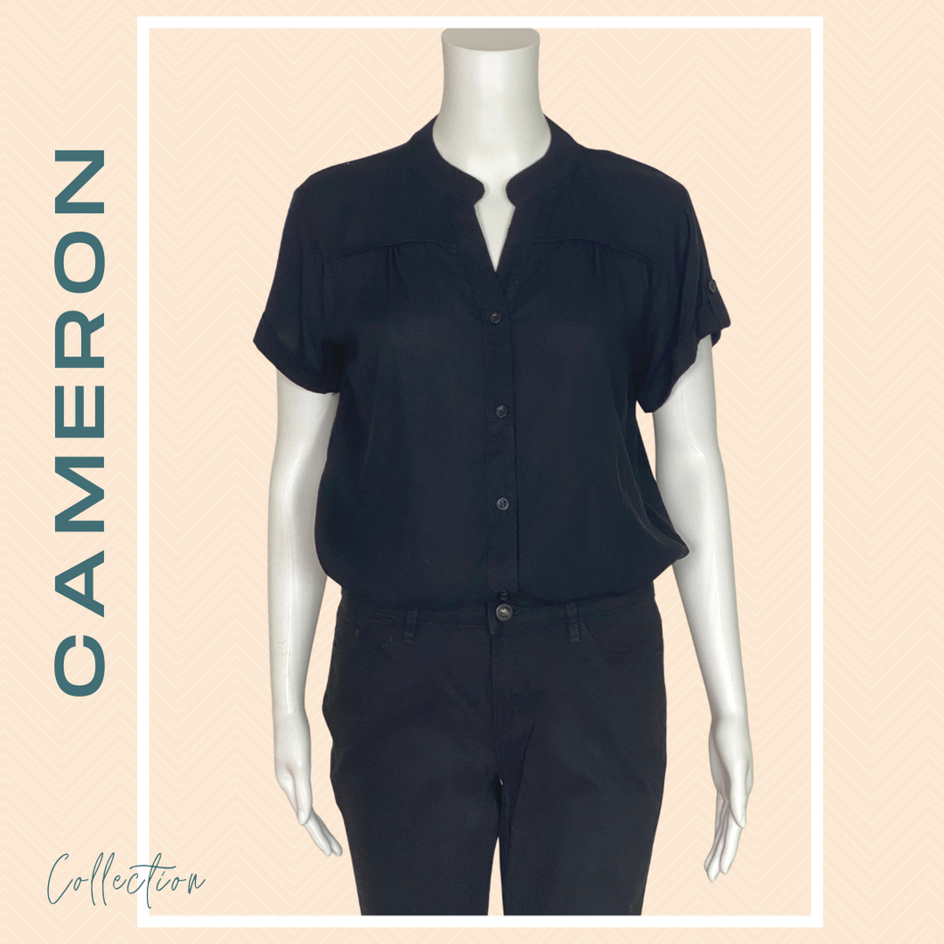 CAMERON BLOUSE 0021-PLAIN BLACK