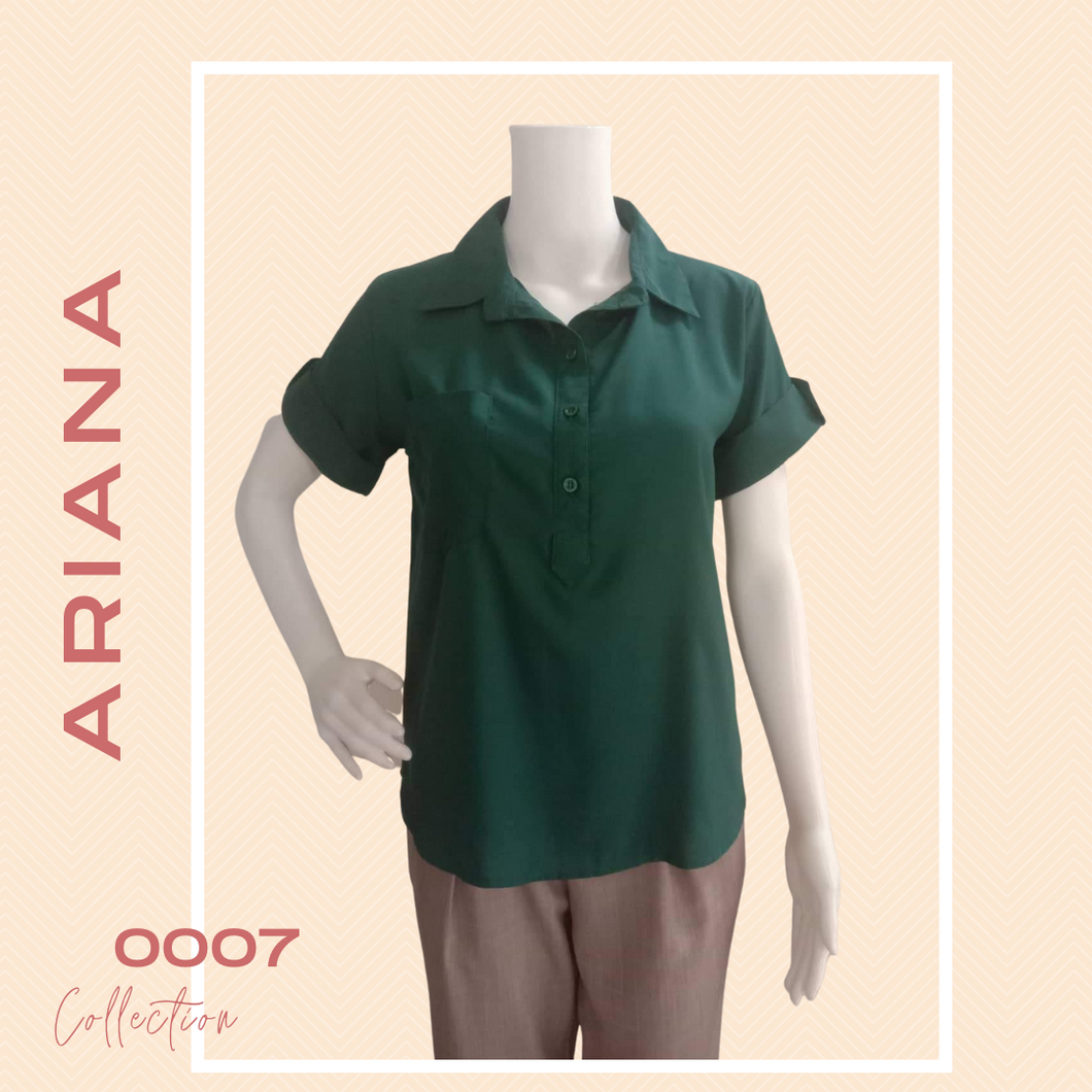 ARIANA BLOUSE 0007 - PLAIN MARINE GREEN