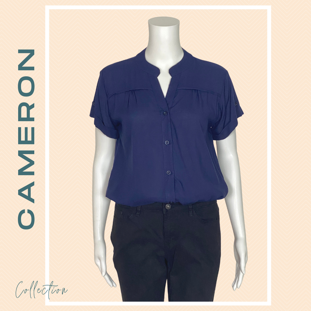 CAMERON BLOUSE 0022-PLAIN NAVY BLUE