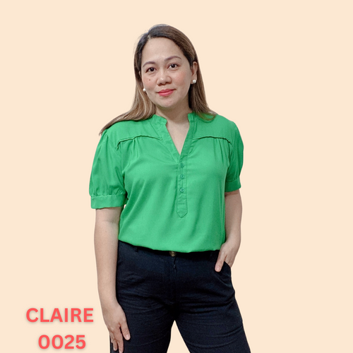 CLAIRE BLOUSE 0025 - PLAIN FOREST GREEN