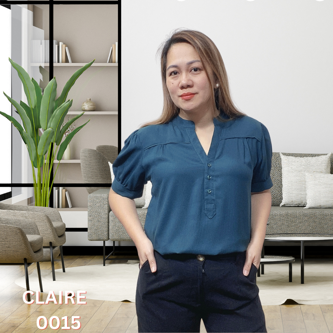 CLAIRE BLOUSE 0015 - PLAIN BLUE GREEN