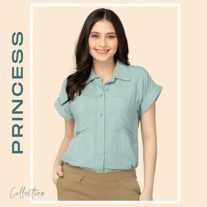 PRINCESS BLOUSE 0001 - PLAIN TEAL GREEN