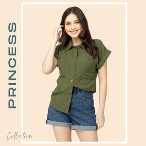 PRINCESS BLOUSE 0005 - PLAIN ARMY GREEN