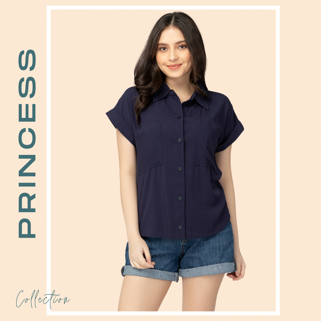 PRINCESS BLOUSE 0012 - PLAIN NAVY BLUE