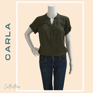 CARLA BLOUSE 0023 - PLAIN ARMY GREEN