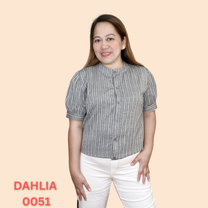 DAHLIA BLOUSE 0051-GRAY STRIPES