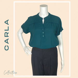 CARLA BLOUSE 0053-PLAIN MARINE GREEN