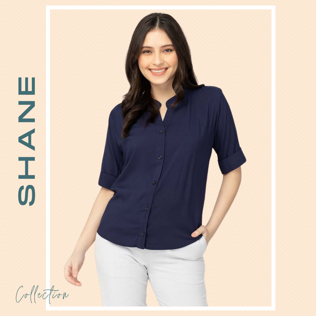 SHANE BLOUSE 0031 - PLAIN NAVY BLUE