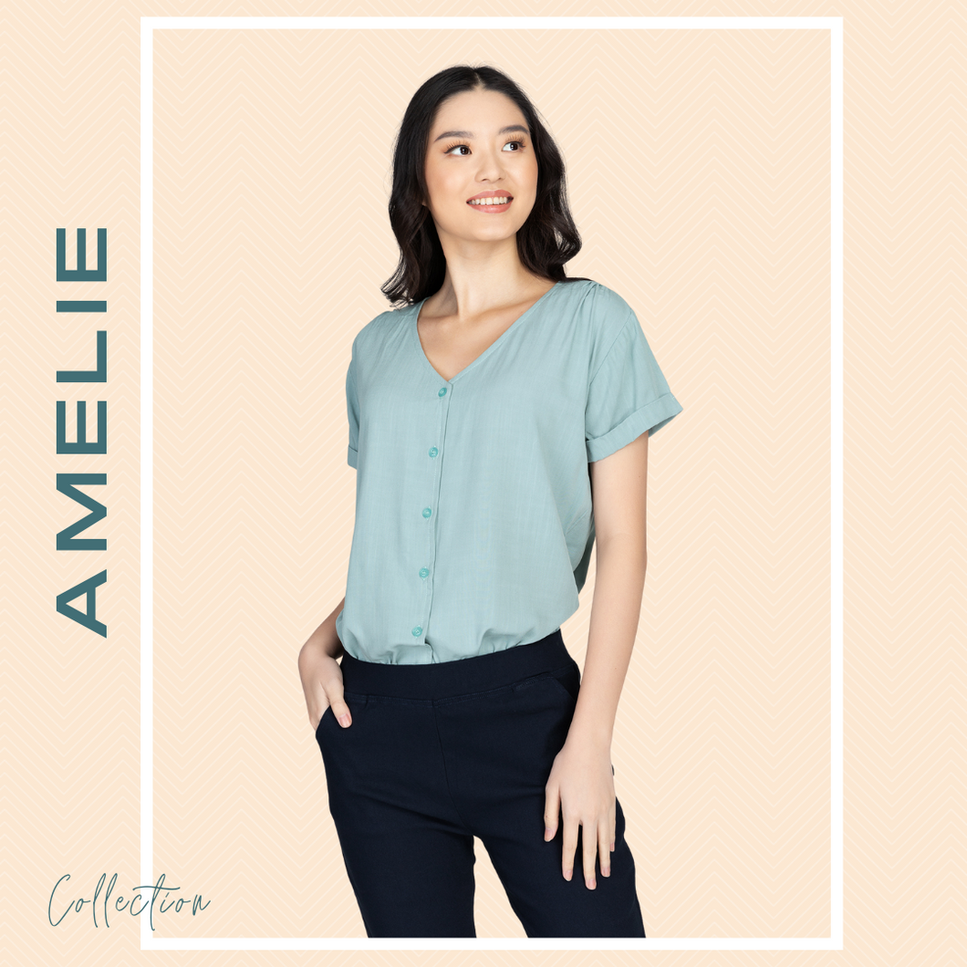 AMELIE BLOUSE 0001 - PLAIN TEAL GREEN