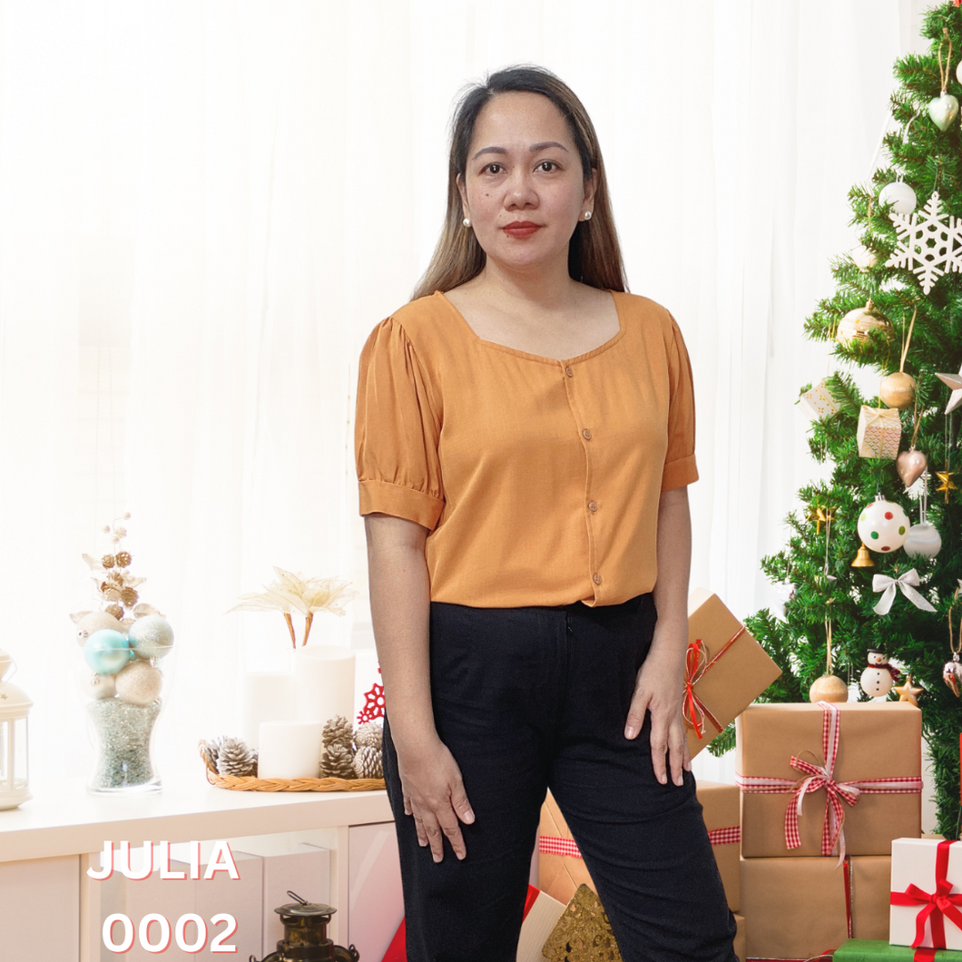 JULIA BLOUSE 0002-PLAIN RUST BROWN