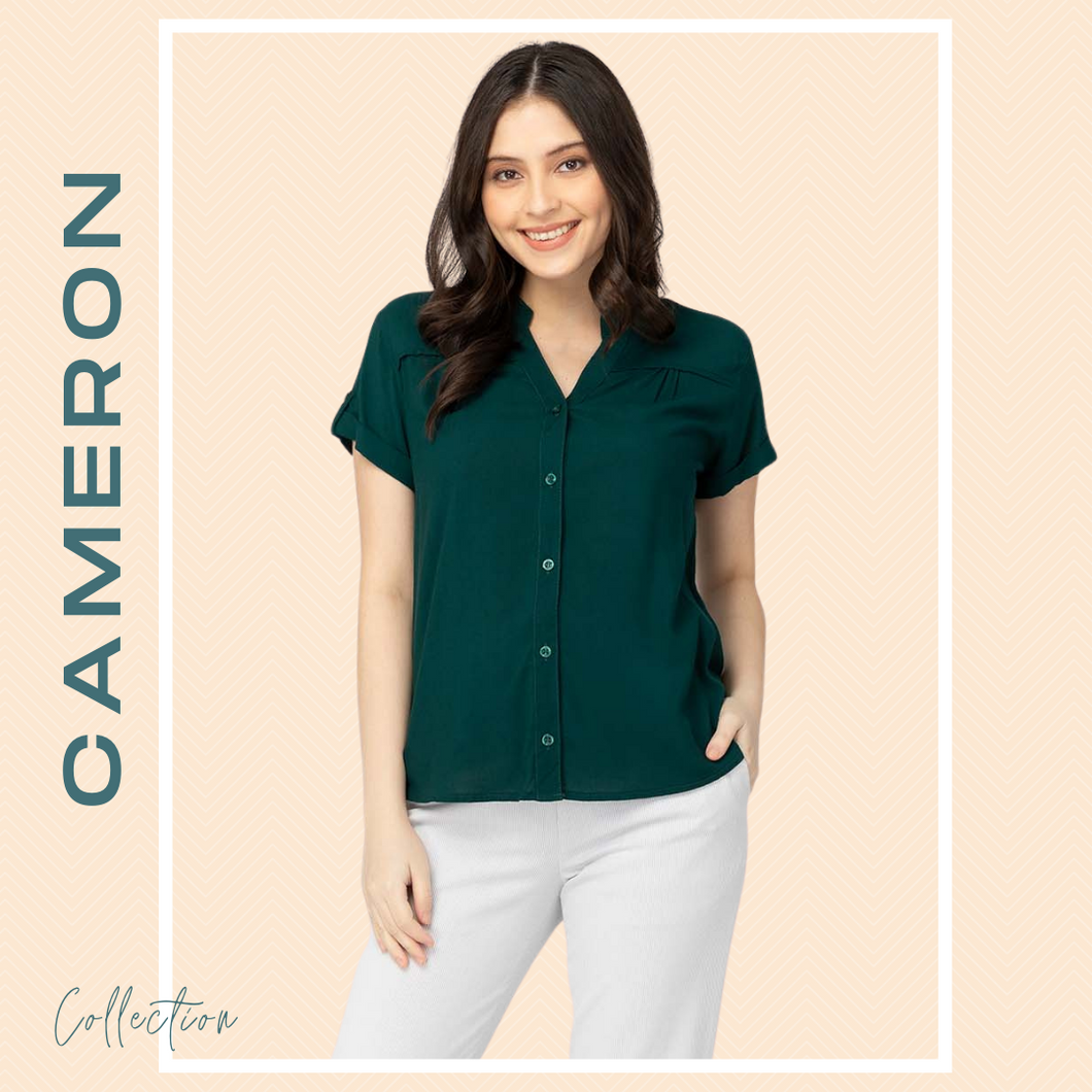 CAMERON BLOUSE 0016-PLAIN MARINE GREEN