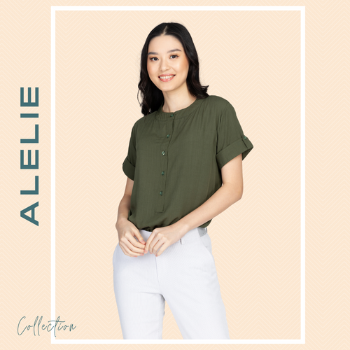 ALELIE BLOUSE 0002 - PLAIN ARMY GREEN