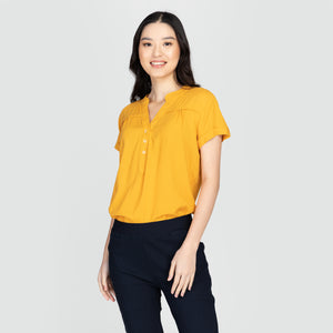 CARLA BLOUSE 0028 - PLAIN MUSTARD