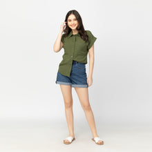 Load image into Gallery viewer, PRINCESS BLOUSE 0005 - PLAIN ARMY GREEN