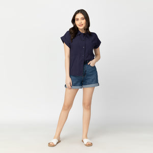 PRINCESS BLOUSE 0012 - PLAIN NAVY BLUE